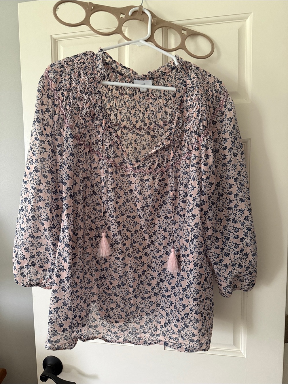 J. Jill Pink and Navy Floral Blouse